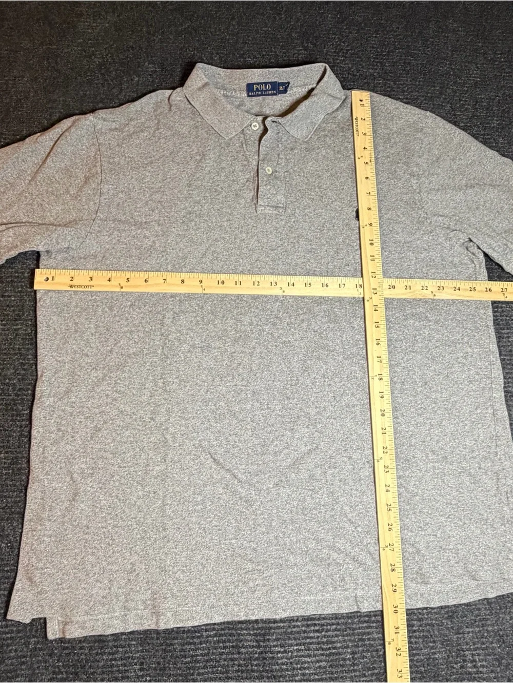 Ralph Lauren Men's Light Grey Heather Polo Shirt with Navy Pony